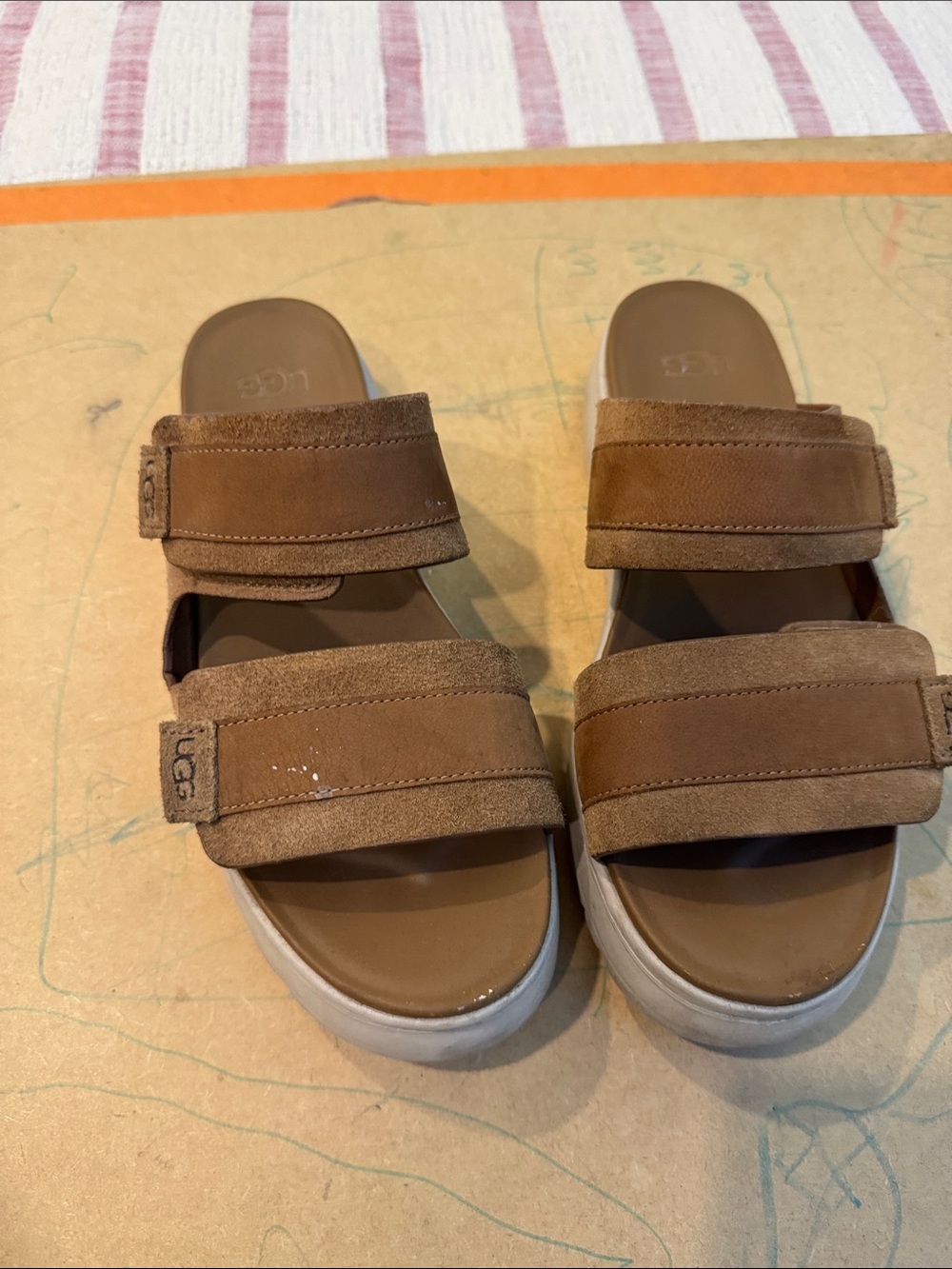 UGG Women’s Zayne Tan Suede Double-Strap Slide Sandals